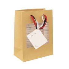 Taška papír dárková s průhledem SRDÍČKA 18x10x23 cm