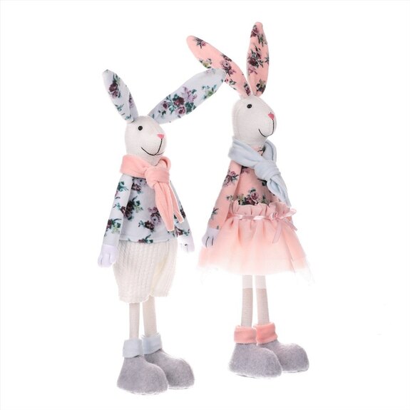 Zajíc a zaječice stojící, látková dekorace. Mix 2 druhů ZM9000