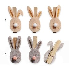 Zajíc kolíček textil 6ks/6cm mix