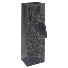 Taška papír dárková na víno mřížka 12x9x36 cm černá