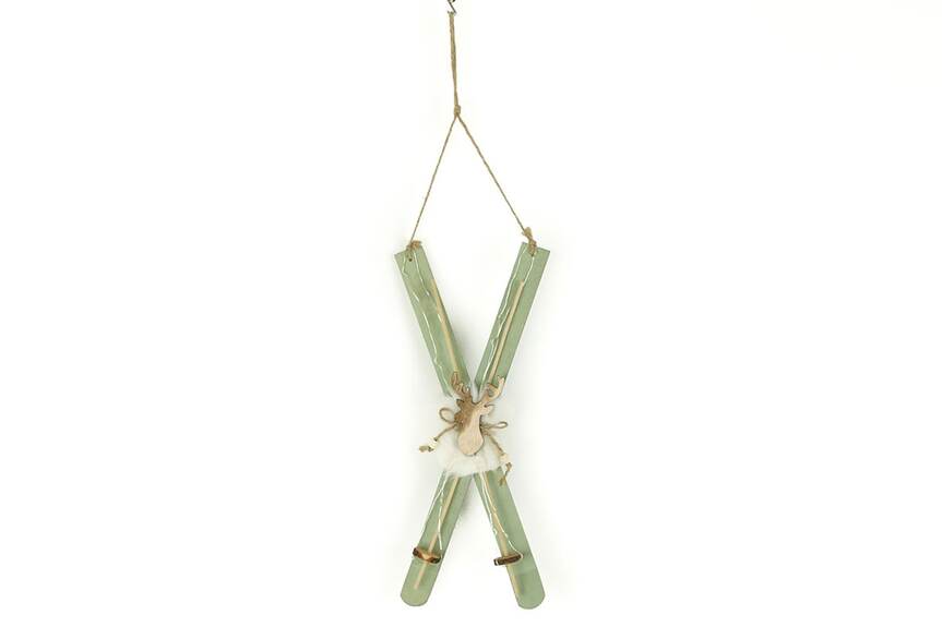 Lyže KLA450, vánoční dřevěná dekorace s LED světlem