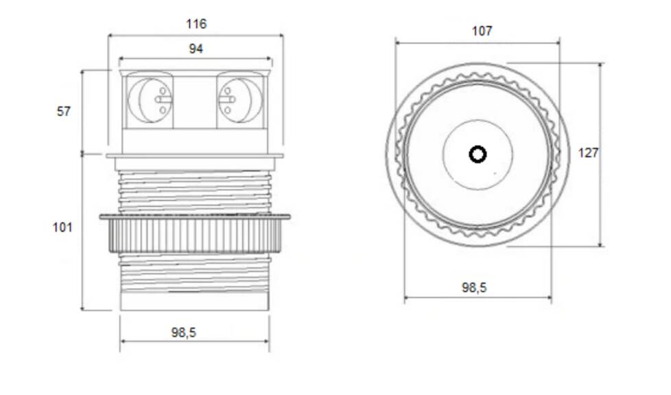 Zásuvka BOX 2 x USB 5 V DC (2,4 A) / 3 x 230 V AC (16 A) stříbrná
