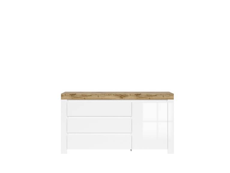 Komoda HOLTEN KOM1D3S - bílá/dub woltan/bílý lesk