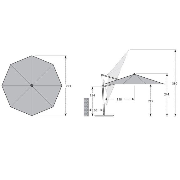 RAVENNA SMART 3 m – zahradní výkyvný slunečník s boční tyčí
