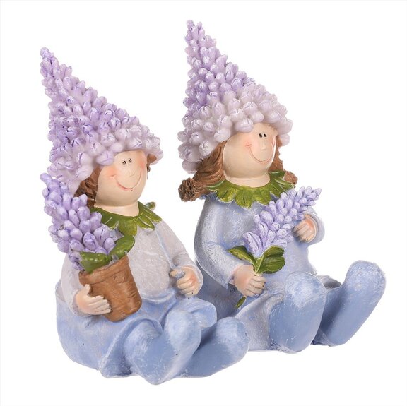 Panáčci levandulový, sedící, mix 2 druhů, polyresin.