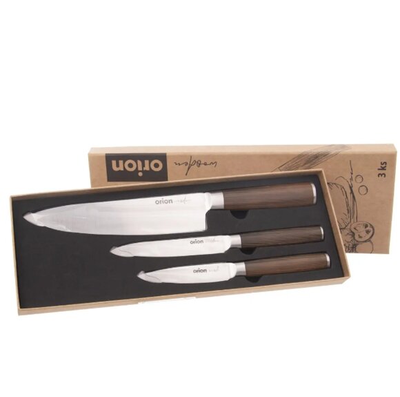 Nůž kuchyňský nerez WOODEN sada 3 ks