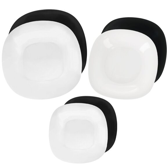 Sada jídelní opál. sklo LUNA black and white hran.18 ks