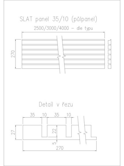 Dekorační obkladový SLAT panel 35-10 celomasiv