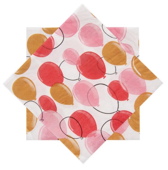 Ubrousek papír balónky 20 ks 33x33 cm růžová