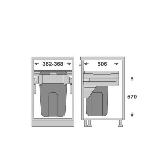 Odpadkový koš Elegance, 35 l, 362-368x506x570, K40-šedý plast