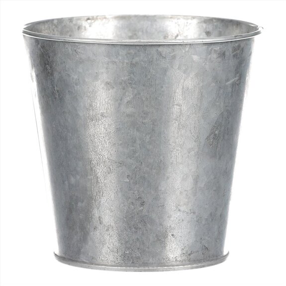 Obal kovový na květiny ve stříbrné barvě s dekorem srdce