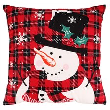 Polštář s výplní - se sněhulákem, sametový, 45 x 45 cm