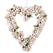 Srdíčko na zavěšení s bobulemi, barva smetanová, umělá dekorace