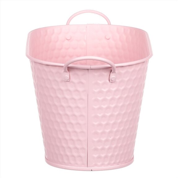 Obal kovový - truhlík, v růžové barvě.