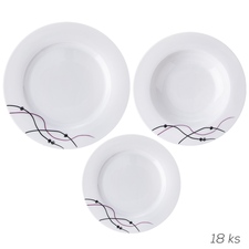 Sada jídelní porc. vlnky kulatá 18 ks