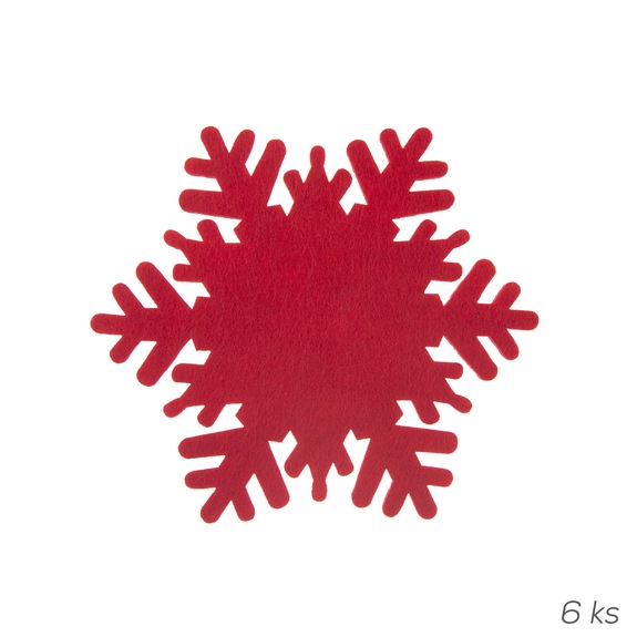 Podtácek polyester VLOČKA pr. 13,5 cm červená 6 ks