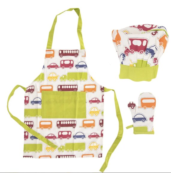 Zástěra bavlna dětská+chňapka+čepice Kluk