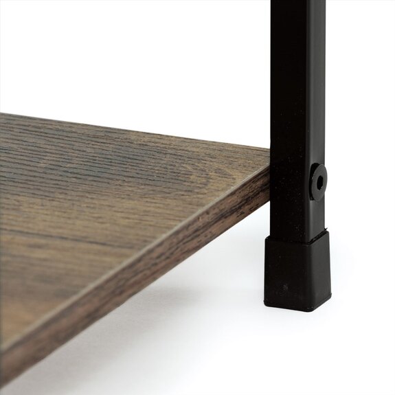 Regál, 3 police, dekor staré dřevo, MDF, černý lak