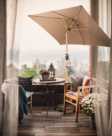 ALU WOOD 210 x 140 cm – slunečník s automatickým naklápěním s ULTRA UV ochranou