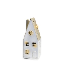 Domeček porcelán LED V13,9cm béžová