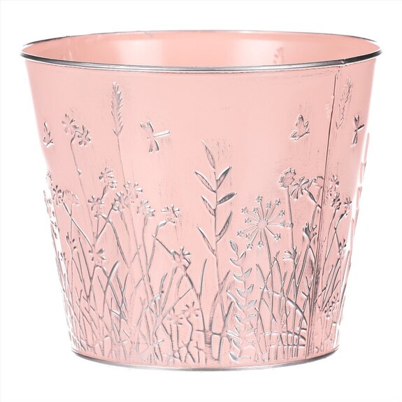 Obal na květiny kovový - barva růžová.