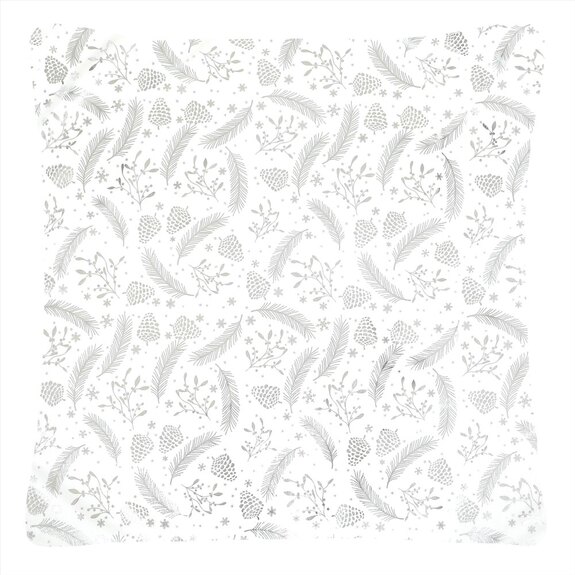 Polštář sametový s výplní - stříbrný vánoční vzor, 100% polyester, 45 x 45 cm.