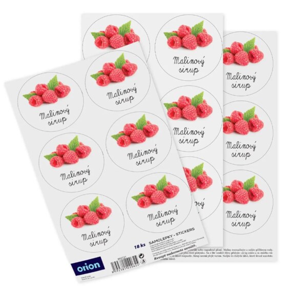 Samolepky na láhve Malinový sirup 18 CZ