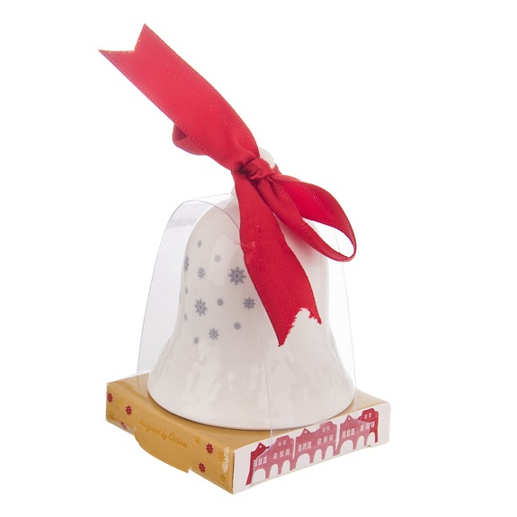 Zvoneček ker./guma vánoční DOMKY zlatá