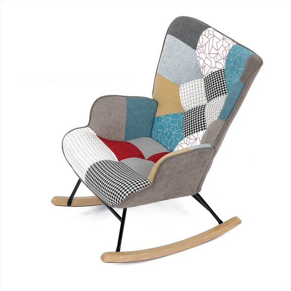 Křeslo houpací AK-374 PW2 potah patchwork látka