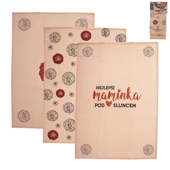 Utěrka bavlna kuch. NEJLEPŠÍ MAMINKA 3 ks CZ