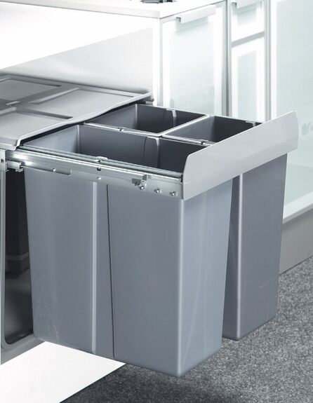 Výsuvný odpadkový 3-koš Komfort + set pro úchyt dvířek, 1x34 l + 2x17 l, K60