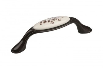 Úchytka TULIP Margarita hnědá/porcelán/motív