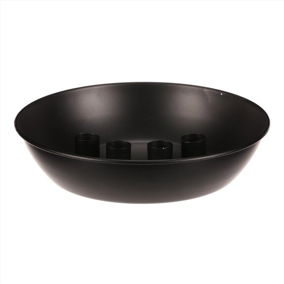 Svícen kovový - pro 4 kónické svíčky, tvar mísy, černý