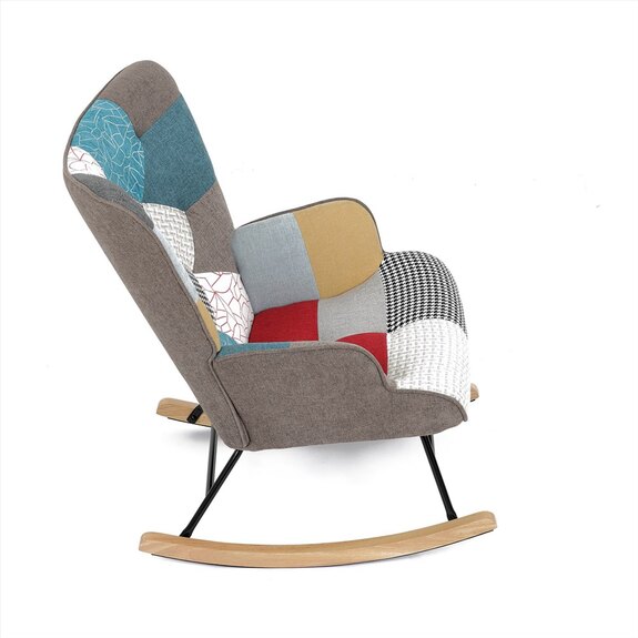 Křeslo houpací AK-374 PW2 potah patchwork látka