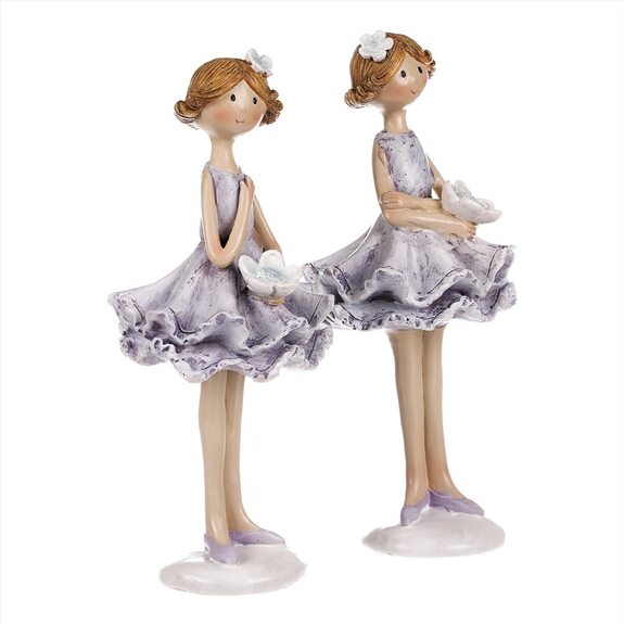 Dívka v sukni, mix 2 druhů, světle fialová barva, polyresin.