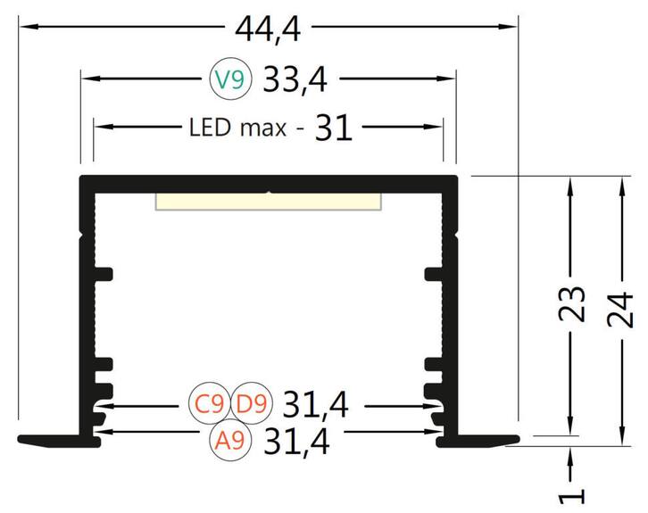 Profil WIRELI VARIO30-07 hlíník anoda, 2m (metráž)