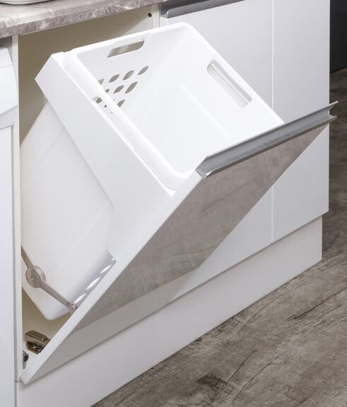 Prádelní výklopný koš Elegance, 35 l, 400x261x552 mm, bílý plast