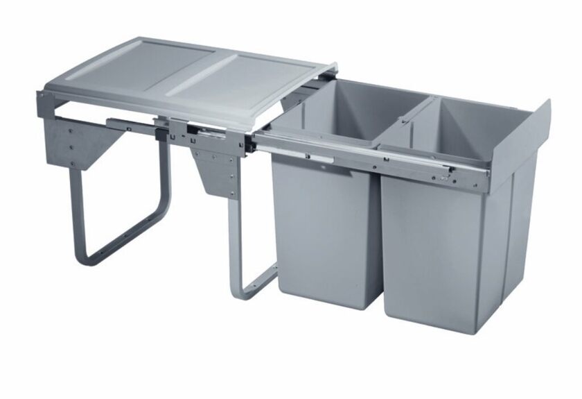 Výsuvný odpadkový 2-koš Komfort, 2x20 l, K45-šedý plast