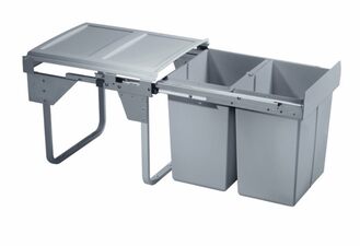 Výsuvný odpadkový 2-koš Komfort, 2x20 l, K45-šedý plast