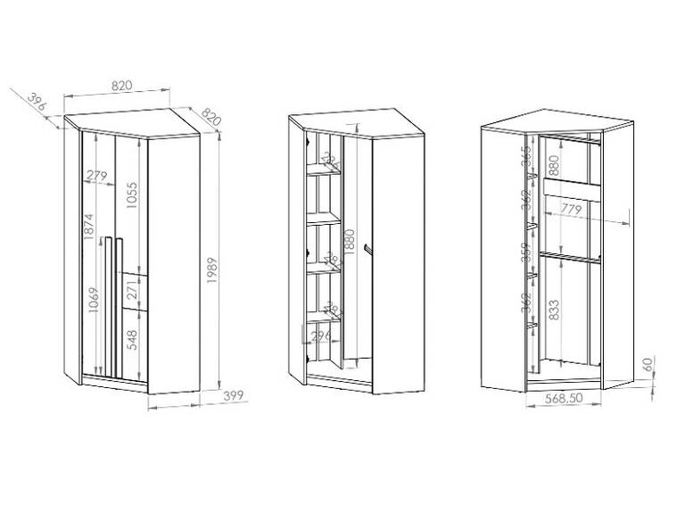 DIVO 0101 rohová šatní skříň