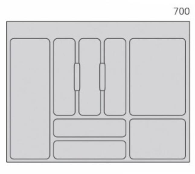 Rozdělovník plastový do zásuvky M70 636x482mm, šedý