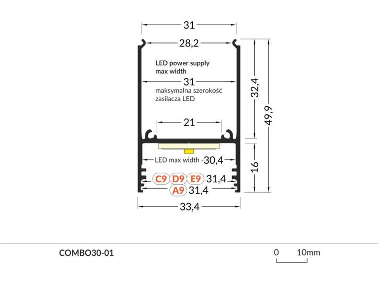 Profil WIRELI COMBO30-01 stříbrný elox, 2m (metráž)