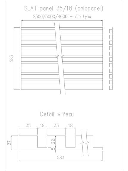 Dekorační obkladový SLAT panel 35-18 celomasiv