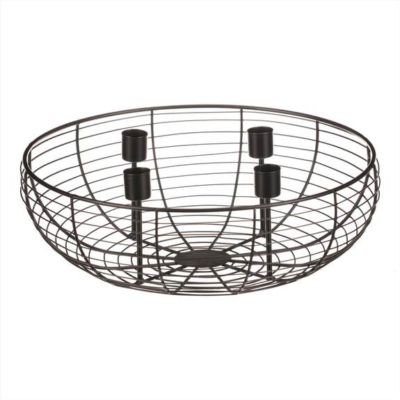 Svícen kovový - adventní, konstrukce ve tvaru mísy, černý.