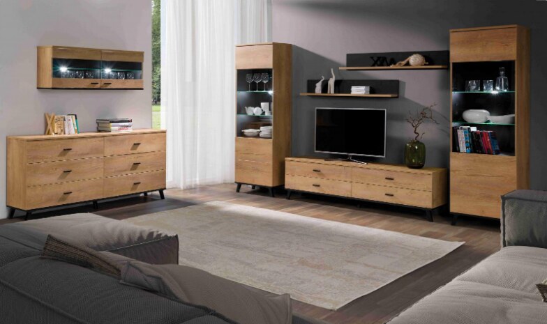 Vitrína Jocker Falco R4 dub lefkas/černá