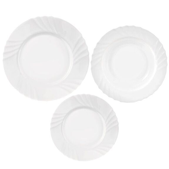 Sada jídelní opál. sklo LUNA vlnky kulatá 18 ks, náhr. 129575