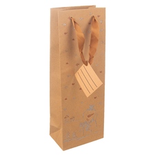 Taška papír dárková na víno SNĚHULÁK 13x8,5x35,5 cm