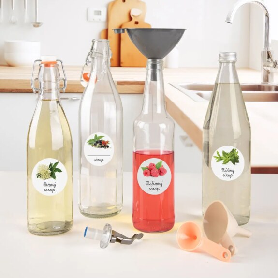 Samolepky na láhve sirup prázdné 18 CZ, SK