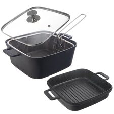 Pekáč GRANDE oboustr.+fritéza 32,5x24,5x16,5 cm skl. víko