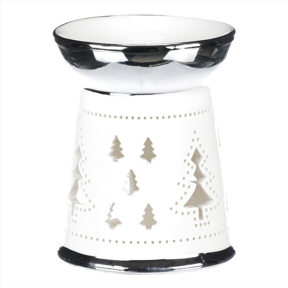 Aroma lampa, porcelánová. Stříbrno-bílá barva.